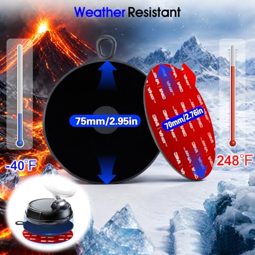 Adhesive Sticky Pad Mounting Disk: 2Pcs 75mm Dashboard Disc & 2Pcs 70mm Double Sided Replacement Tape for Phone Mount Windshield Window - High Bond Dash Plate for Vacuum Car Holder Suction GPS Camera