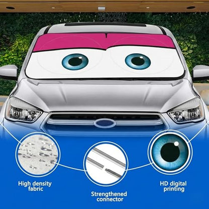 eygeufg Windshield Shade, Car Sun Shade for Front Windshield (Pink, Large) - color: Cute Pink Eyes, size: Medium