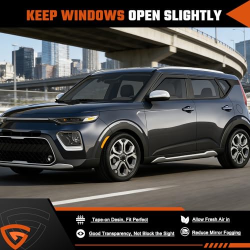 Rain Guards Compatible with Kia Soul 2020 2021 2022 2023, Tape-On Extra Durable Side Window Visor Deflectors 2020-2023 Soul Window Rain Guard 4 PCS - size: Fit for Kia Soul 2020-2023