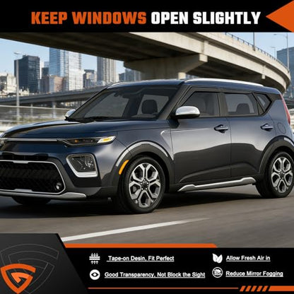 Rain Guards Compatible with Kia Soul 2020 2021 2022 2023, Tape-On Extra Durable Side Window Visor Deflectors 2020-2023 Soul Window Rain Guard 4 PCS - size: Fit for Kia Soul 2020-2023