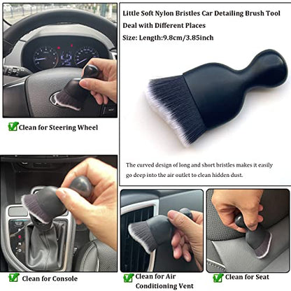 Car Interior Detailing Brush 1PC,Car Brushes for Detailing Interior,Soft Car Detailing Brush,Universal Car Brush Tool(Black+White) - color: Black+White
