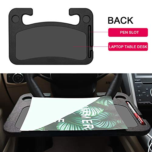 XINDELL Steering Wheel Tray - Food Tray for Eating & Laptop Holder Vehicle Travel Accessories, Front Seat Desk Car Organizer, Compatible with Honda, Jeep, Nissan, Ford, Truck & Van Interiors