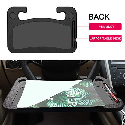 XINDELL Steering Wheel Tray - Food Tray for Eating & Laptop Holder Vehicle Travel Accessories, Front Seat Desk Car Organizer, Compatible with Honda, Jeep, Nissan, Ford, Truck & Van Interiors