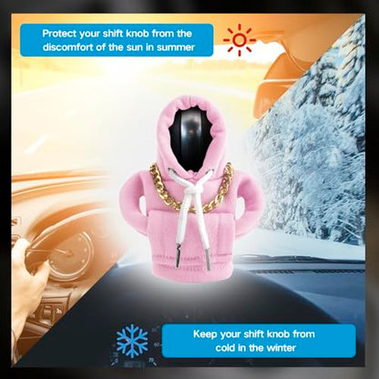 Funny Gear Shift Hoodie Cover, Car Shifter Knob Sweatshirt, Universal Stick Shift Cover for Car Gear Handle - color: Pink