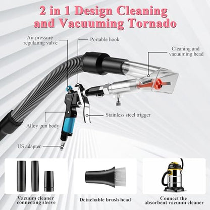 GOCCIDA 2in1 Car Interior Detailing Air Blow Gun & vacunm Gun,Multi-Purpose Cleaning Gun Detachable Sprinkler Head for Automotive Detailing, Carpet, Upholstery, Surface Cleaning - color: Black