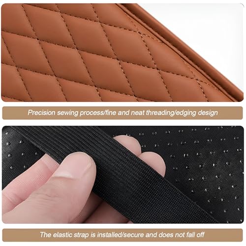 Car Center Console Cover, Leather Vehicle Armrest Seat Box Cushion Pad with Storage Bags, Waterproof Automotive Middle Console Protector, Universal for SUV RV Truck (Brown) - color: Brown