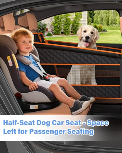 Instraella Dog Car Seat for Large Dogs, Half Back Seat Extender with Hard Bottom, Waterproof Non-Slip Pet Car Seat for Cars, SUVs and Trucks, Fits Medium Dogs - color: Black