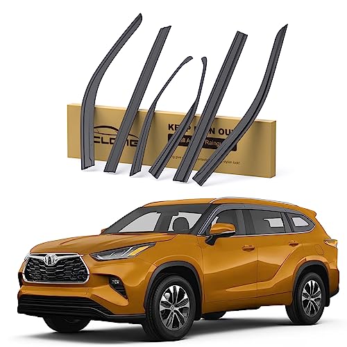 Rain Guards Fit for Toyota Highlander 2020 2021 2022 2023 2024 2025 2026 L LE XLE XSE Limited Platinum Hybrid, Durable Tape on Side Windows Deflectors 2020-2026 Highlander Rain Guard Black - 6 PCS - size: Fit for Toyota Highlander 2020-2026