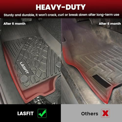 LASFIT Floor Mats & Trunk Mat for Jeep Wrangler Unlimited 4XE 2021-2025 4 Door, Plug-in Hybrid EV-Gas (PHEV), All Weather TPE Custom Fit Floor Liners Cargo Mat Black - style: Wrangler 4XE 21-25