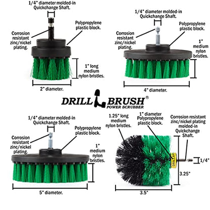 Kitchen Drill Brush Set - Drill Powered Cleaning Tools for Stainless Steel Sink, Copper Sink, Stove Top, Oven, Pots, Pans, & Cabinets - Pot Scrubber - Air Fryer Cleaning Brush Set- Stove Cleaner Kit - color: Green