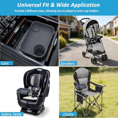 Kids Car Travel Tray Square for Car Snacks Tray, Car Seat Tray with Cup Holders for Stroller Snack Tray Travel Must Haves (Dark Gray) - color: Dark Gray