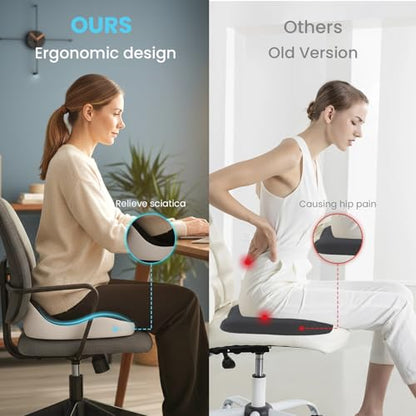 Seat Cushion,Office Chair Memory Cushion, Ergonomic Design, Relieve Sciatica and Long-Term Sitting Pain, Suitable for desks, car Seats, Games, wheelchairs - color: Black