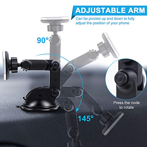 Magnetic Phone Car Mount, Universal Dashboard Windshield Car Phone Mount Holder with Upgraded 3.2" Suction Cup,8 Strong Magnets Compatible with iPhone 11 Pro X XS Max XR Galaxy Note10 S10 (B)