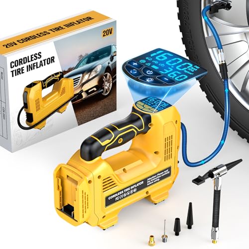 160PSI Cordless Tire Inflator Air Compressor Compatible With Dewalt 20V Battery, LIVOWALNY Portable Handheld Air Pump with Digital Pressure Gauge for Cars Motorcycles Bikes Sport Balls (No Battery) - style: 160PSI Compatible With Dewalt 20V Battery