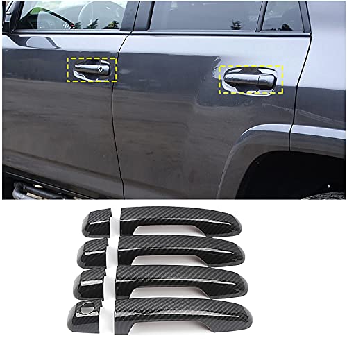 ITrims Door Handle Cover Trim for Toyota 4Runner 4WD N280 2010-2024 2018 2019 2020 Car Styling Accessories Exterior Door Handles Black 8PCS ABS (No Smart Key Holes Carbon Fiber) - size: No Smart Key Holes Carbon Fiber