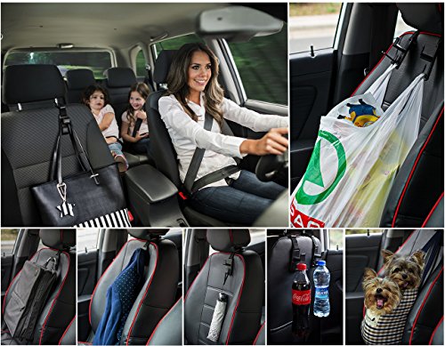 matteblack Magic Hanger Headrest Holder Organizer, Behind Over The Seat Car Hooks-Hang Purse Grocery Bags-4Pack (Frosted Black) - color: matteblack