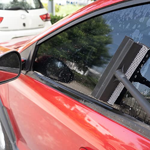 Matthew All Purpose Window Squeegee w/Premium Microfiber Cloth,Car Squeegee Windshield Cleaning Sponge and Rubber Squeegee,2-in-1 Window Cleaner Sponge(10'') and Soft Rubber with Pole 20''(1Pack) - size: 10'' Blade