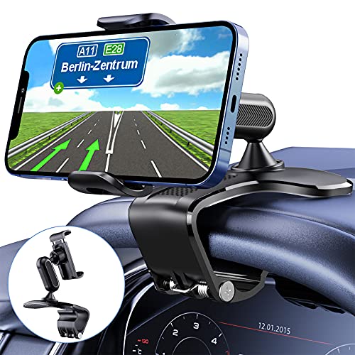 360 Degree Rotation Dashboard Cell Phone Holder for Car Clip Mount Stand Suitable for 4 to 7 inch Smartphones (Black)