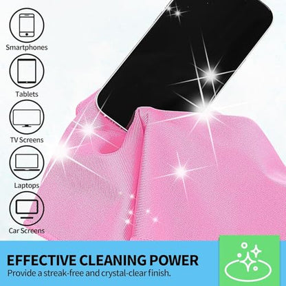 Microfiber Cleaning Cloth - 6 Pack Glasses Cleaning Cloth, 16" x 14" Window Cleaning Rags, Streak Free Lint Free Polishing Cloths Wipes for Eye Glass, Stainless Steel, Windshield, Pink - color: Pink, size: 6 Pk-16" X 14"