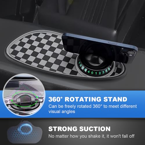 2026 New Multifunction Car Anti-Slip Pad, 360° Rotatable Phone Holder Dashboard Pad with Hidden Parking Number Plate, Car Anti Slip Pad Phone Holder for Phone Keys Sunglasses (Brown) - color: Brown