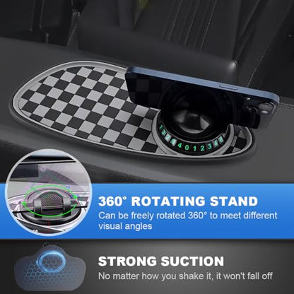 2026 New Multifunction Car Anti-Slip Pad, 360° Rotatable Phone Holder Dashboard Pad with Hidden Parking Number Plate, Car Anti Slip Pad Phone Holder for Phone Keys Sunglasses (White) - color: White