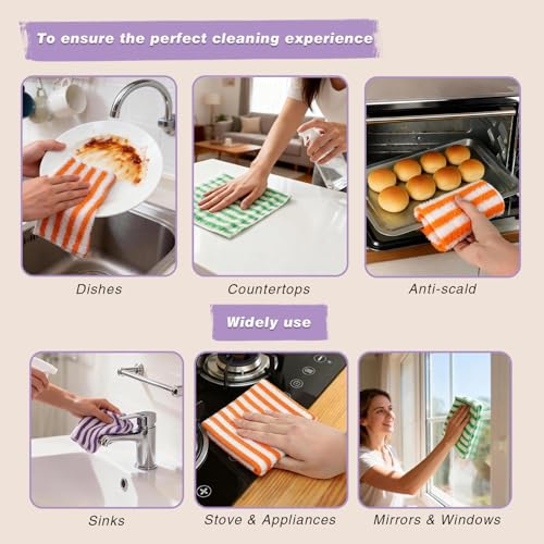 3 Pack Cellulose Fiber Cleaning Cloth, Highly Absorbent Kitchen Cleaning Rags for Kitchen, Car, Window, Housekeeping, Household Dusting, No Odor and No Scratch Reusable, 11.8"X10.6", Green - color: Green