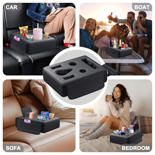 2026 Upgraded Car Cup Holder, 8 in 1 Back Seat Cup Holder for Car, PU Leather Backseat Organizer Car Cupholder Expander Tray for Trucks SUVs RVs Center Console Couch, Holds Drinks Food Phone