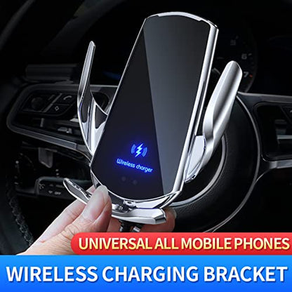 Wireless Car Charger Automotive Electric Induction 15W Wireless Charger Car Vent Mount Bracket Fast Charging Auto-Clamping Car Phone Holder Mount Air Vent Phone Holder Black… - color: Black