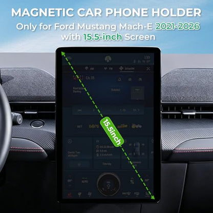 Car Phone Holder for Ford Mustang Mach-E 2025 2024 2023 2022 2021 (Only for 15.5-Inch Screen) 360° Rotation Magnetic Cell Phone Mount, Compatible with Magsafe, Does Not Affect Air Vent - style: Fit for 2021-2026 Mustang Mach-E, 15.5-Inch