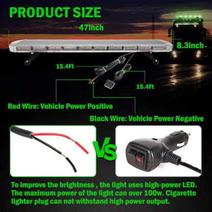 ASPL 46 inch 220 LED Rooftop Low Profile Strobe Light Bar Emergency Warning Beacon Car Hazard Flashing Construction Roof Lights Bars for Trucks Tow Automotive Construction Vehicle (Green/White - color: Green/White