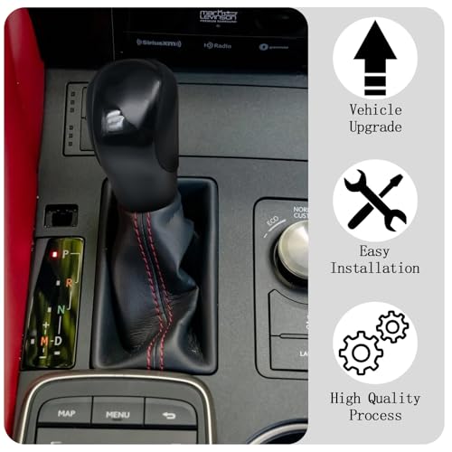 Compatible with Lexus ES GS GX is NX RC RX 200t 300 350 3450h 450hL 350L ABS Black Leather Piano Black Automatic Gear Shift Knob Lever Replace - color: Piano Black