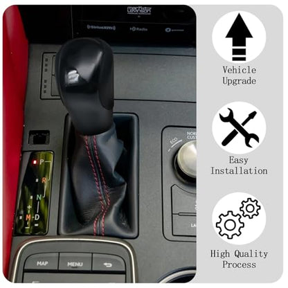 Compatible with Lexus ES GS GX is NX RC RX 200t 300 350 3450h 450hL 350L ABS Black Leather Piano Black Automatic Gear Shift Knob Lever Replace - color: Piano Black