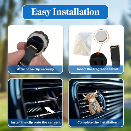 GENANY 3D 2pcs Resin Highland Cow Car Air Freshener Vent Clips, Farmhouse Auto Fresheners, Farm Air Freshener, Cute Gifts for Women and Men, Cool Spring Gifts For Horror Fans - style: 04. Cow Couple