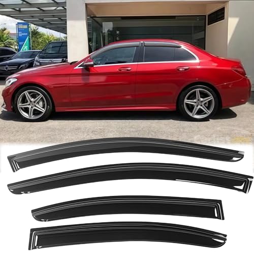 Rainproof Side Window Wind Deflectors for Mercedes-Benz C-Class W205 2015-2021, Tape-on Sun Rain Guard Sets,Nice Looking Window Visors for Cars,Vent Deflector for C-Class W205 15-21 MB44 - size: C-CLASS W205 2015-2021