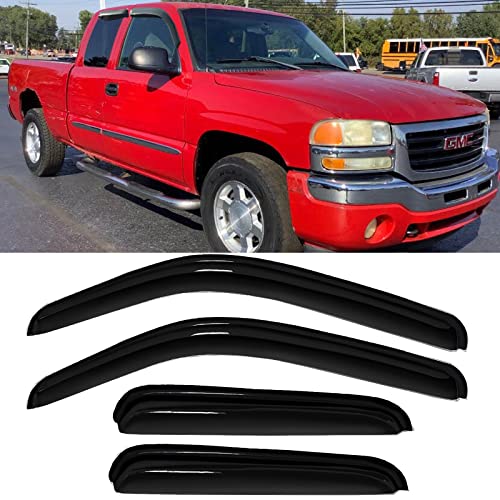Side Window Visors rain Guards Vent Deflectors for 99-06 Chevy Silverado & GMC Sierra 1500/2500/3500/2500HD Extended Cab,2007 Classic Body Vent Rain Guard Sun Shade Visors,Dark Smoke 94044 - size: Compatible with Silverado/Sierra Extended 1999-06