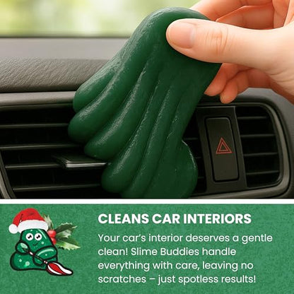 Slime Buddies Car Cleaning Gel Putty - Pine Scented Interior Detailing Tool for Cup Holders, Air Vents & Keyboard - Reusable Auto Detailing Accessories - Dust Remover Goop - color: 01 Pack Pine