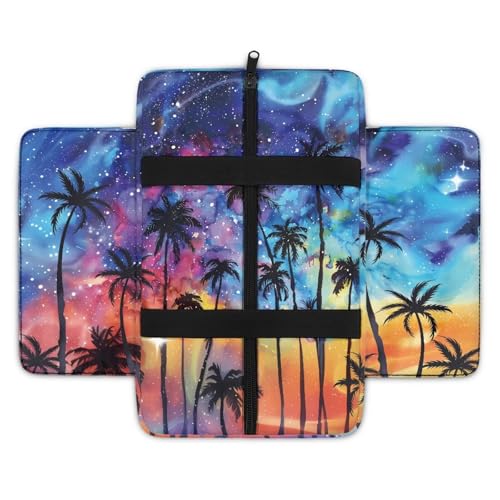 Coconut Tree Center Console Armrest Cover 300D Polyester Fabric Middle Console Lid for Most Vehicles with Side Pockets Interior Accessories Prevent Scratching - color: Coconut Tree