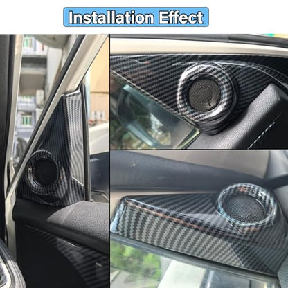 Car A Pillar Speaker Cover Compatible with Honda Civic Accessories 10th Gen 2016 2017 2018 2019 2020 2021ABS Carbon Fiber Style Interior (2 PCS) - color: A Pillar Speaker Cover