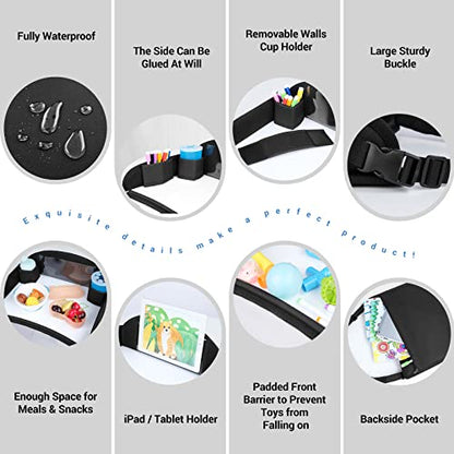 COOLBEBE Kids Travel Tray for Toddler Car Seat, Travel Tray for Airplane, Toddler Car Seat Lap Tray, Carseat Table Tray for Kids Travel Activities (Black -2PCS) - color: Black -2PCS