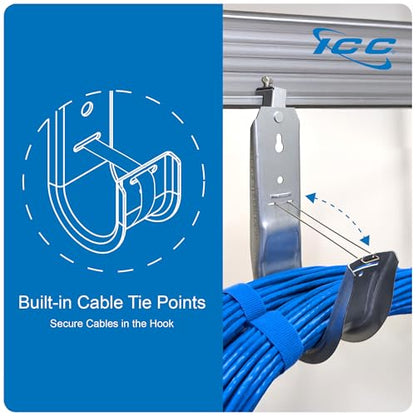 ICC Beam Clamp J Hook 1-5/16” Without Retainer Clip - Galvanized Steel Cable Management Hooks for Hanging Cable to Beams - Rust-Resistant, EIA and TIA Compliant - 1-5/16 Inch 25 Pack - size: 1 5/16 in, style: Beam Clamp
