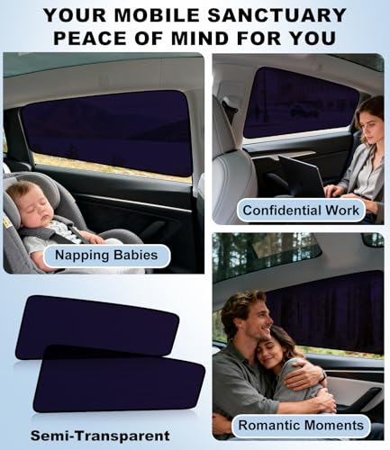 XCBYT Car Window Shades for Tesla Model 3 Highland 2024-2026 | Static Cling Rear Side Sun Shade, UV & Heat Blocking, Privacy Protection, Easy On & Off - size: Model 3 Highland (2024-2026) - 2PCS