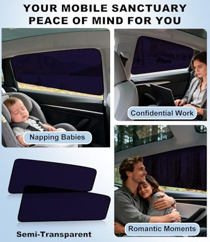XCBYT Car Window Shades for Tesla Model 3 Highland 2024-2026 | Static Cling Rear Side Sun Shade, UV & Heat Blocking, Privacy Protection, Easy On & Off - size: Model 3 Highland (2024-2026) - 2PCS