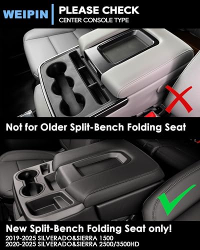 Silverado Sierra Center Console Organizer - Compatible with 2019-2026 Chevy Silverado/GMC Sierra 1500 - 2020-2026 Chevrolet Silverado/ Sierra 2500HD 3500HD - (Split-Bench Folding Seat) - 2 Pack Red - color: (19-26)Split Bench Folding Seat-2Pcs-Red