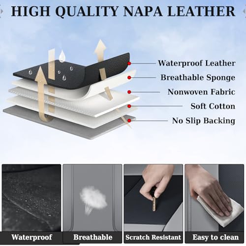 Coverado Car Seat Covers, Rear Seat Covers Leather Car Seat Covers Waterproof Back Seat Cover for Cars, 3-Pieces Seat Covers Backseat Universal Seat Cushion Protector for Most Cars Trucks, Gray&Black - color: Gray&Black