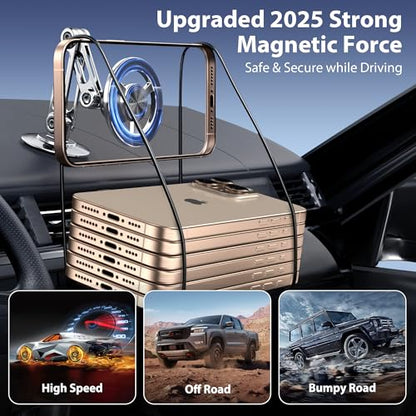 Ultra Magnetic Long-Arm Phone Holder Stand, Fits for MagSafe Car Mount Bracket【Windshield+Vent+Dash】, 360° Rotation Adjustable Strong Magnet Car Mount Desk Office Phone Cradle Holder, Silver - color: Silver