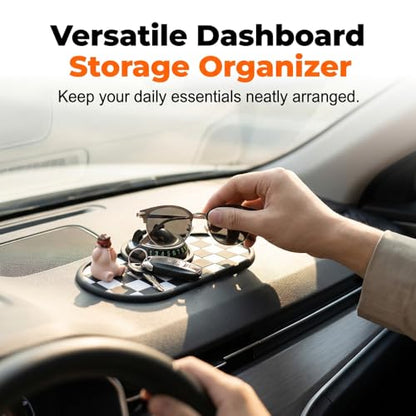 Mobile Phone Bracket Anti-Slip Mat,2026 New Multifunction Car Dashboard Mat with Temporary Parking Number Sticker,Universal Car Organizer Non-Sticky Pad for Phones Sunglasses Keys Gadgets (Brown) - color: Brown