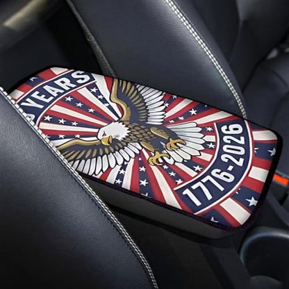 Dreaweet 250th Anniversary Car Center Console Cover Patriotic Eagle Flag Car Accessories Soft Scratch Proof Armrest Cover Center Console Cushion Pad Easy to Install - color: Bald Eagle 250 Years