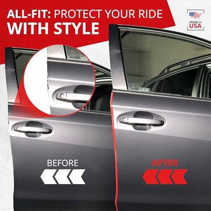 All-Fit Automotive Car Door Edge Protector – Universal DIY Edge Trim to Prevent Scratches & Dings – Flexible Adhesive Molding Trim for Cars, Trucks & SUVs (10 Ft - Red) - color: Red