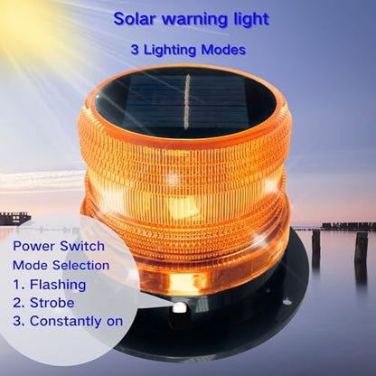 Solar Warning Beacon Light, Yellow Magnetic LED Signal Light with 4 Flashing Modes, IP65 Waterproof, Ideal for Forklifts, Trucks, Roadside Assistance, Boat, Yacht, Hazard Warning Buoys - color: Yellow light