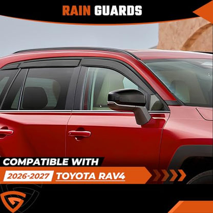 Rain Guards Compatible with Toyota RAV4 2026 2027, Tape-on Durable Side Sun Wind Window Deflectors, 2026-2027 RAV4 Rain Guard Black 6 PCS - size: Fit for Toyota Rav4 2026-2027